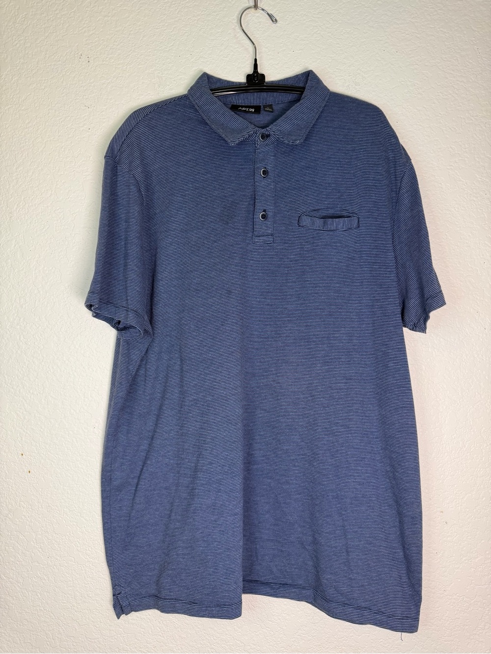 Apt. 9 Men's Blue Polo Shirt w/ Stripes & Small Chest Pocket - Short Sleeve, L